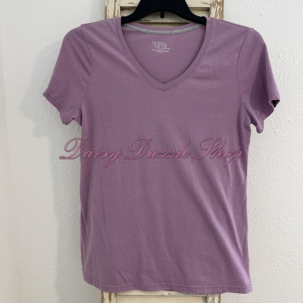Time and Tru T-Shirt - Purple Lilac - Women's L (12-14) Short Sleeve 💜